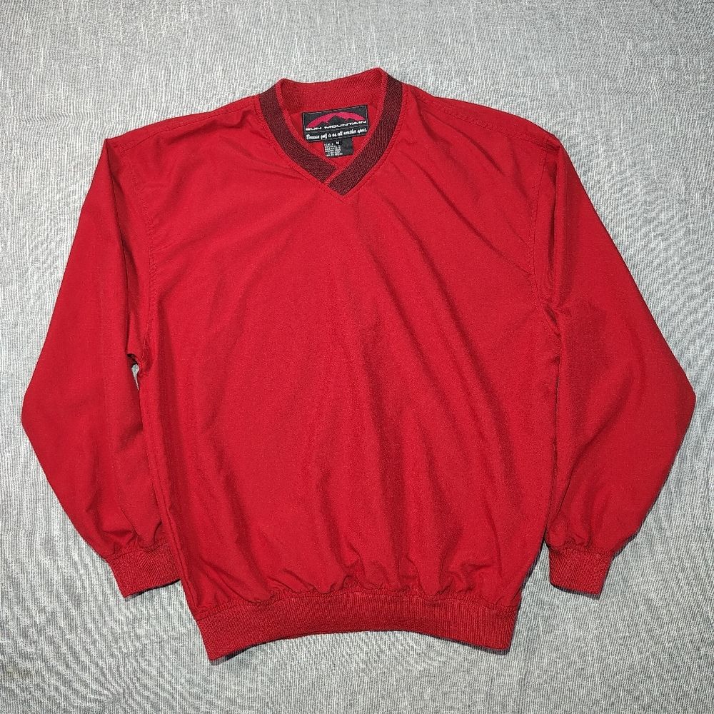 Sun Mountain Sweater Jacket Size Medium Red Windbreaker Pullover